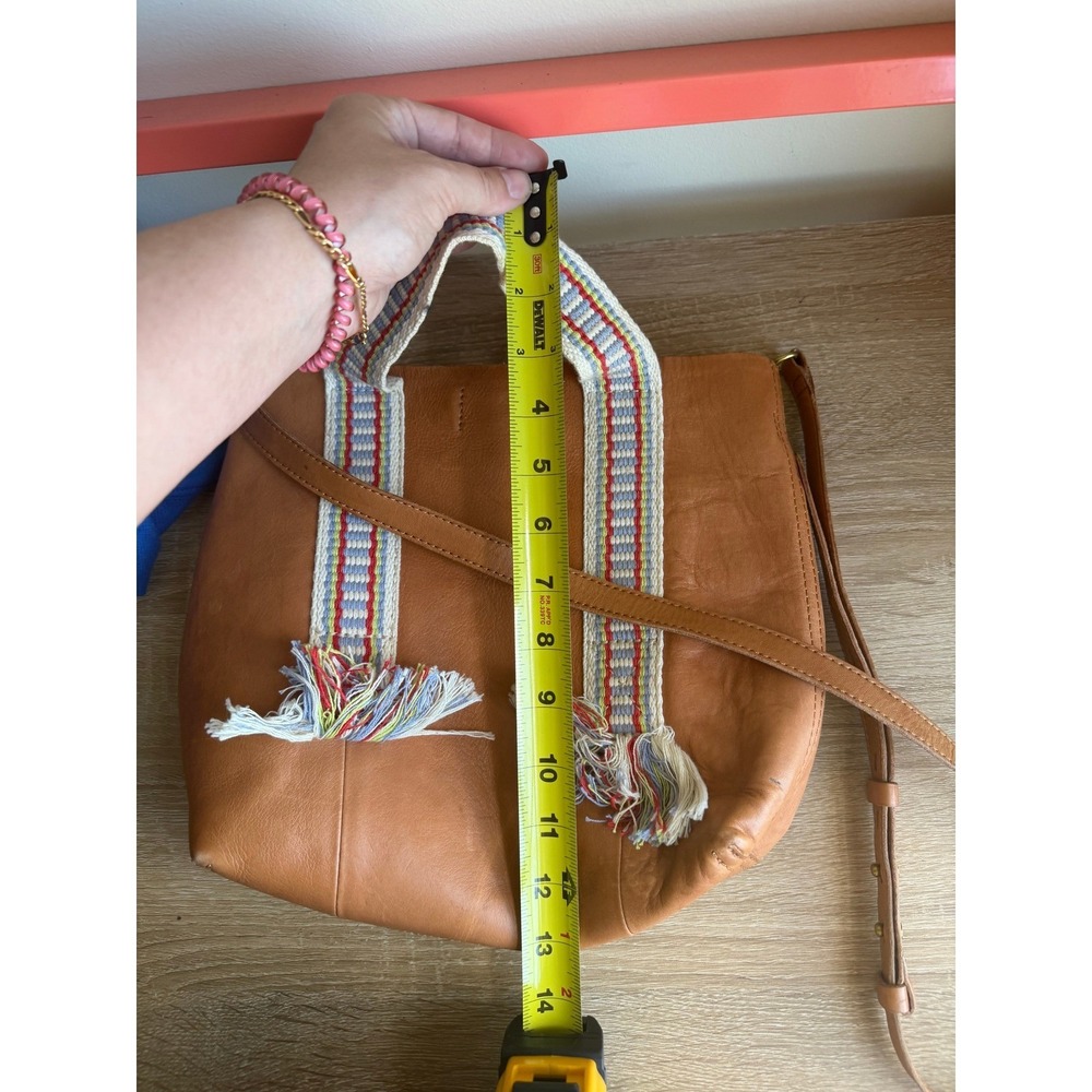 Madewell Small Transport Tote Leather Crossbody Bag Woven Tassel English Saddle - Picture 7 of 16